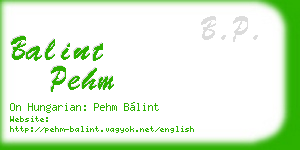 balint pehm business card